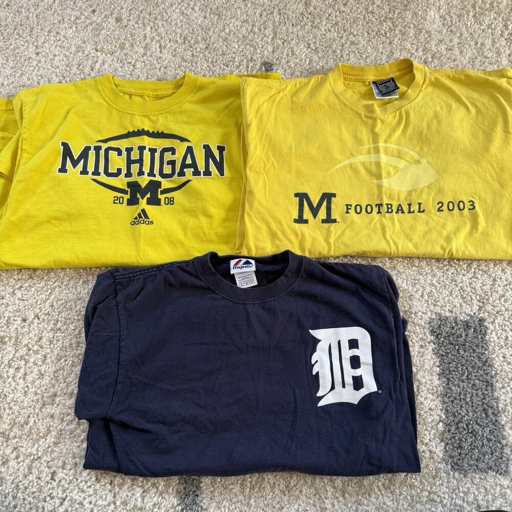 Vtg Y2K Michigan Wolverines Schedule Detroit Tigers t-shirt medium Lot Ordonez